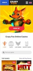 crazy fox casino mobile screenshot